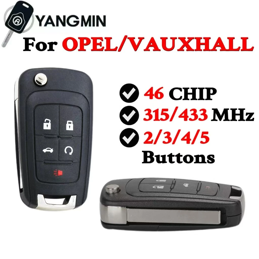 

YANGMIN 5 Buttons Car Remote Key for 2009-2016 OPEL/VAUXHALL Astra J Corsa E Insignia Zafira C 315 / 433MHz PCF7937E