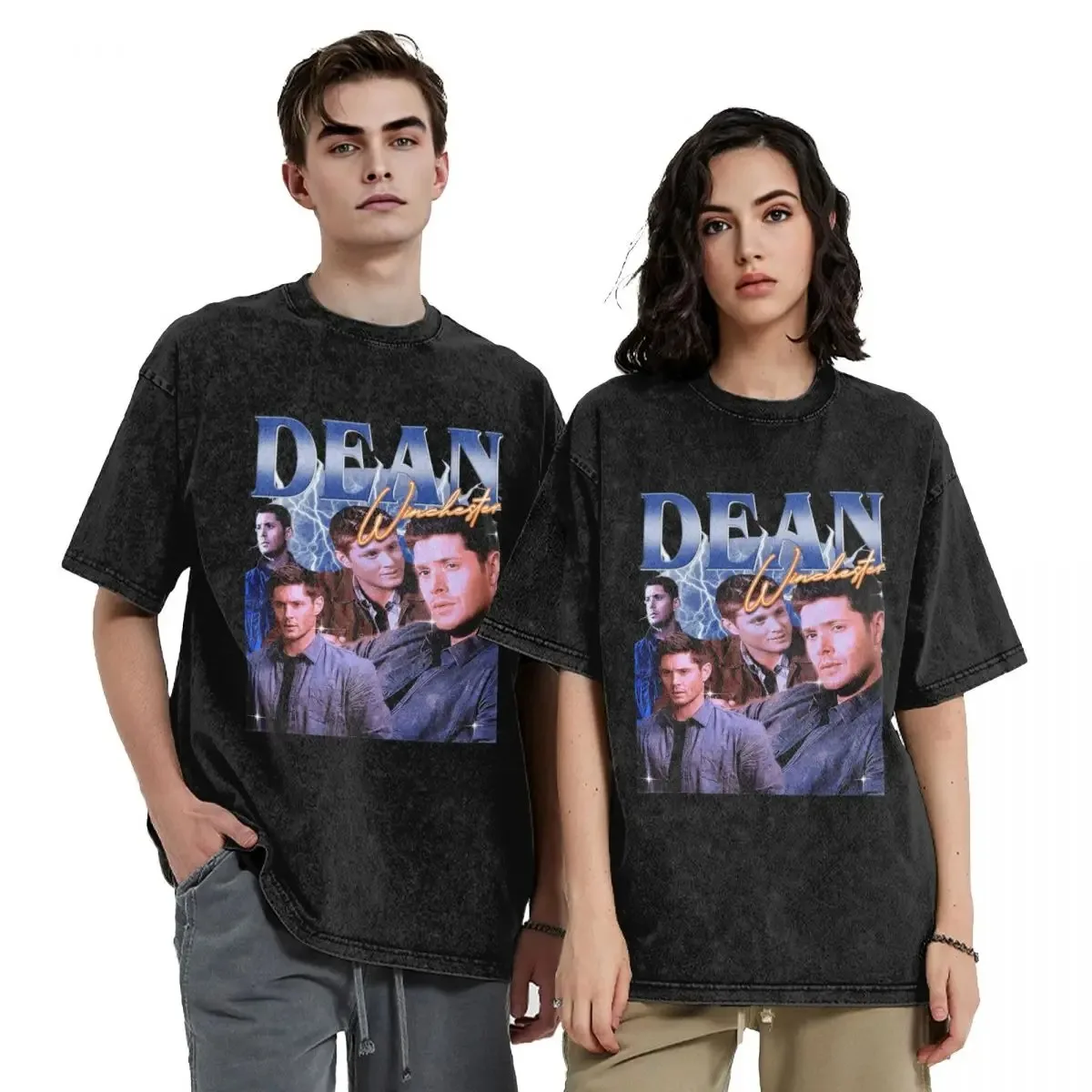 Supernatural Dean T Shirt Hip Hop Washed 100% Cotton Oversize T-Shirts Casual Men Women Tops Streetwear Graphic Tees