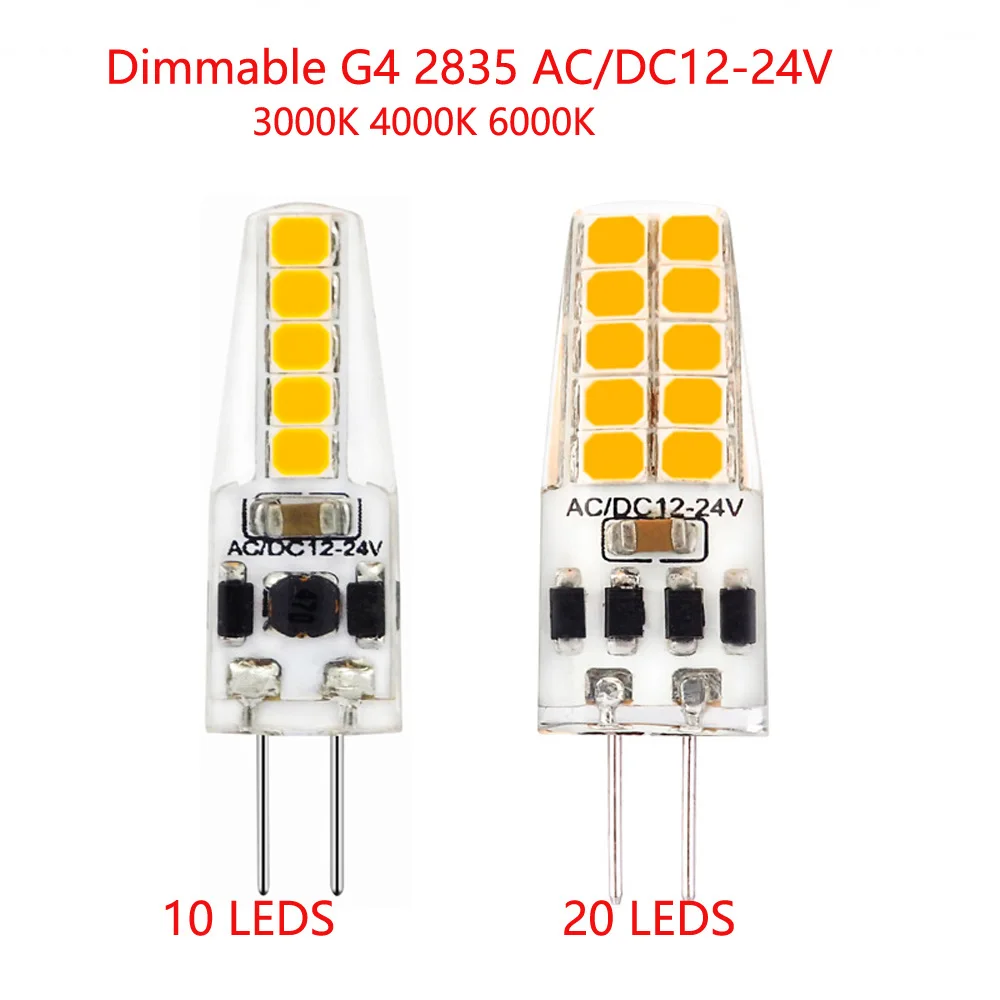 

1pcs Dimmable G4 Bulb 12V 24V 2835 LED Corn Bulb 4W 3000k 4000k 6000k Spotllight Chandelier Crystal Bulb Yacht Car Boat Ship