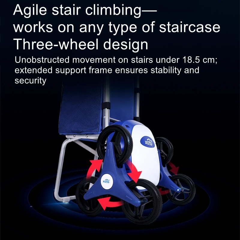 Electric Stair Climbing Machine Shopping Cart Foldable Home Grocery Cart Portable Small Hand-Pushed Trolley for Elderly