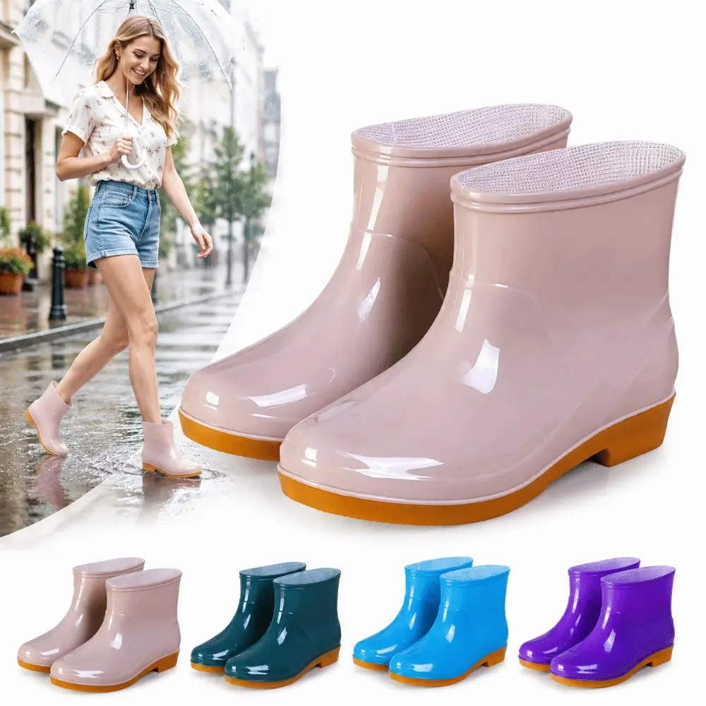 Non-slip Women's Short Rain Boots Low-top Waterproof Garden Rain Shoes Lightweight Durable Water Shoes For Outdoors,Kitchen,Work