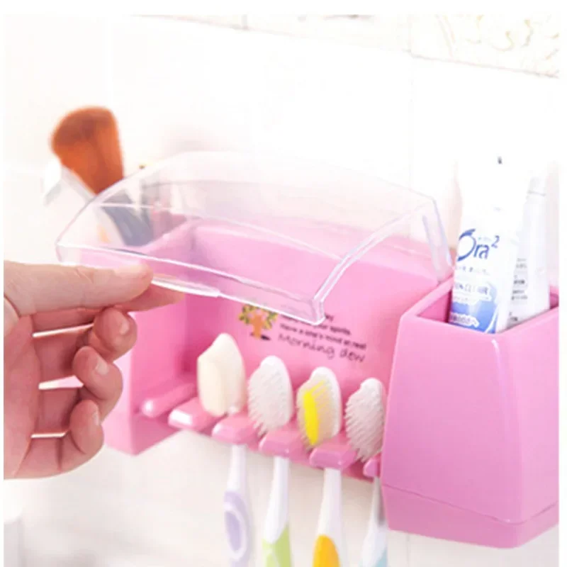 Multifunctional Toothbrush Holder Storage Box Bathroom Cosmetic Accessories Set Creative Strong Sticky Suction Hook Bracket