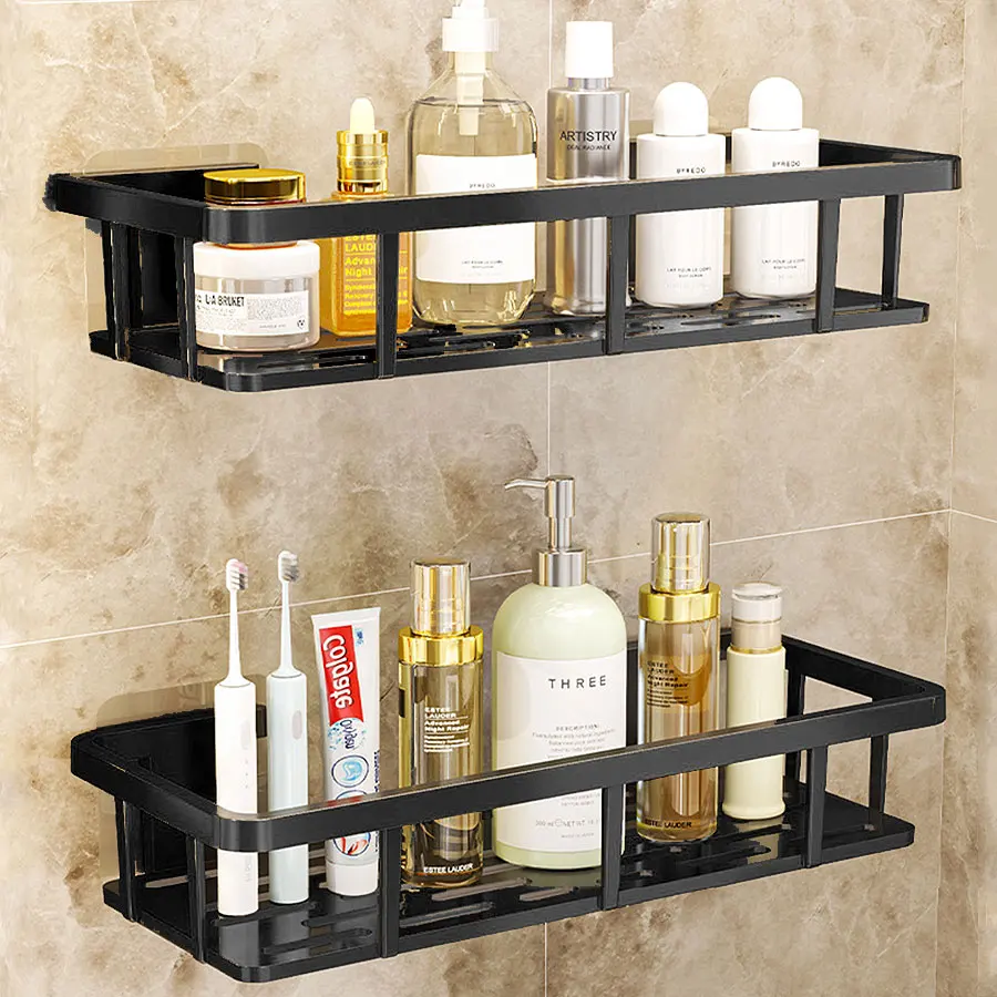 Prateleira de Armazenamento para Banheiro Sem Perfurações, Suporte de Parede para Vaso Sanitário, Lavabo, Prateleira de Armazenamento de Cosméticos Montada na Parede