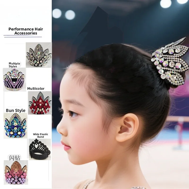 

Аксессуары для волос для художественной гимнастики: заколки-резинки со стразами для женских и детских танцевальных выступлений, для причесок-пучков