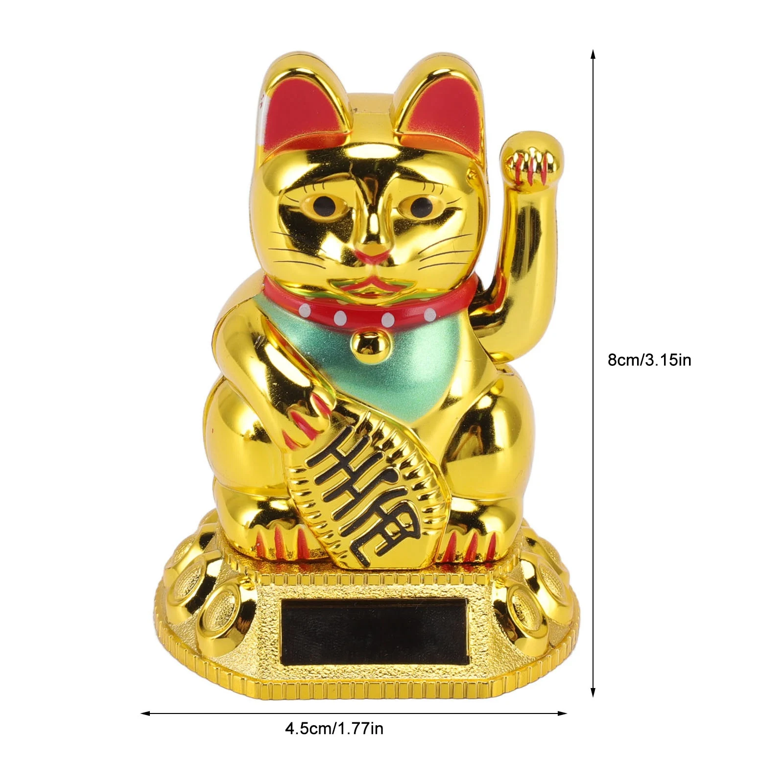 Chinese Lucky Cat Decoration Figurine Gold White Waving Arm Solar Light Induction Animal Statue Home Car Ornaments