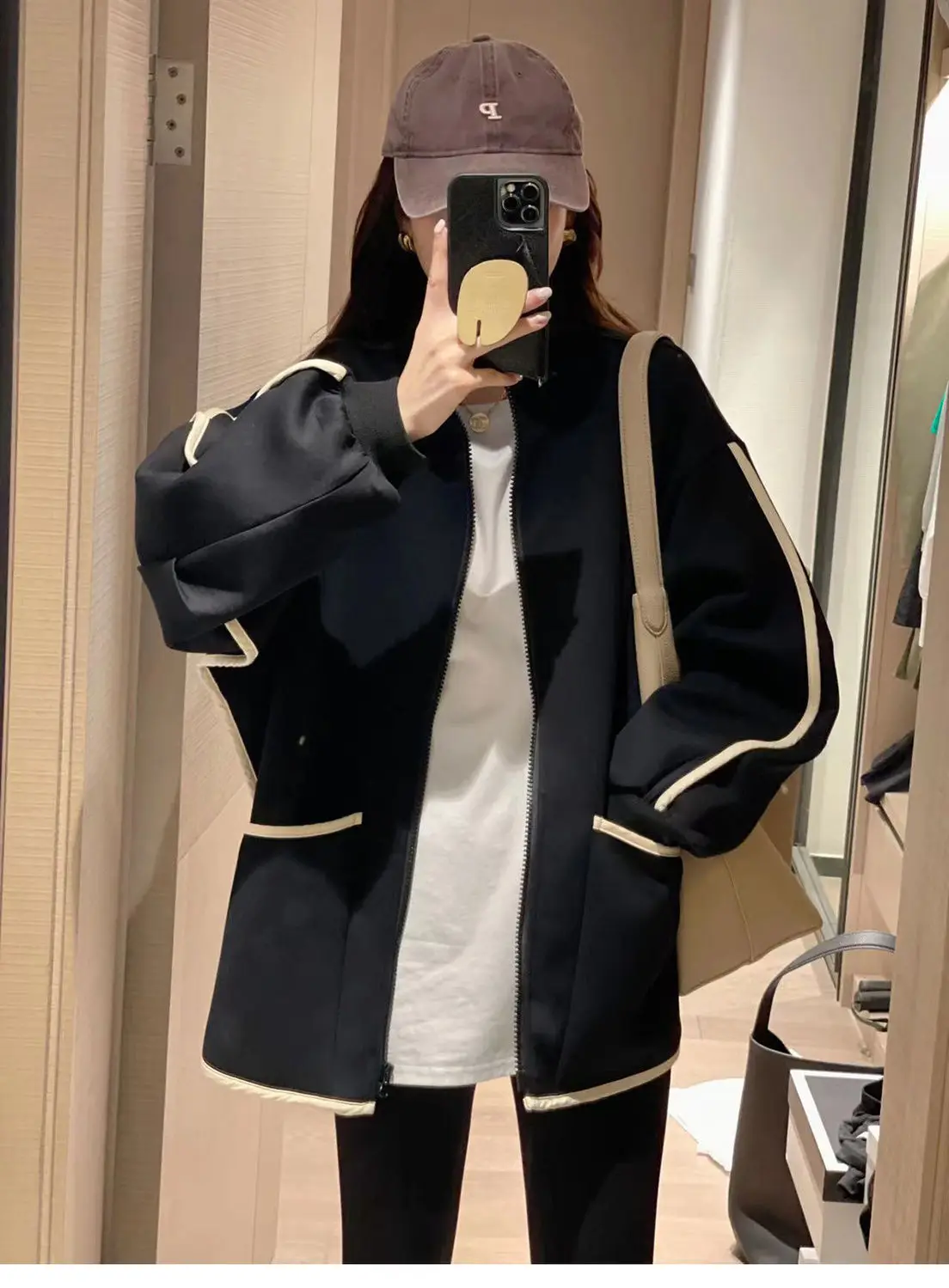 Sudaderas con capucha a rayas para mujer, con cremallera, media universidad, fiesta navideña, elegancia, apliques coloridos, luz para todas las estaciones, hermosa