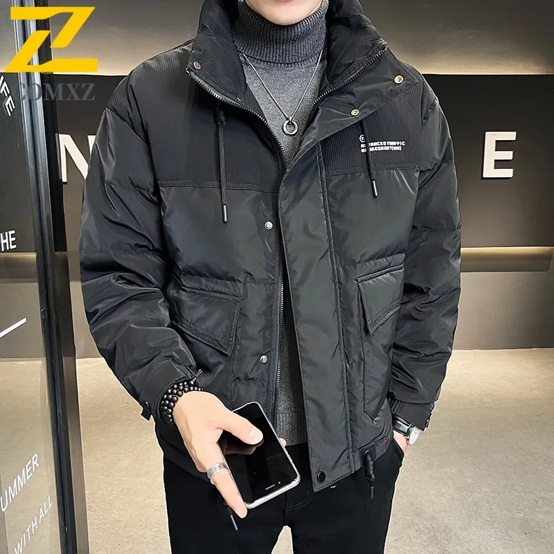 COMXZ Men Puffer Jacket 2025 Fashion Trendy Lightweight Warm Travel Padded Jacket Snowy Minimalist Cold-Resistant Winter Jacket