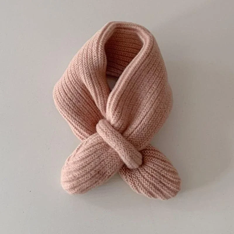 J15U Trendy Kinder Schal Einfarbig Herbst Winter Gestrickte Schal Modische Schal