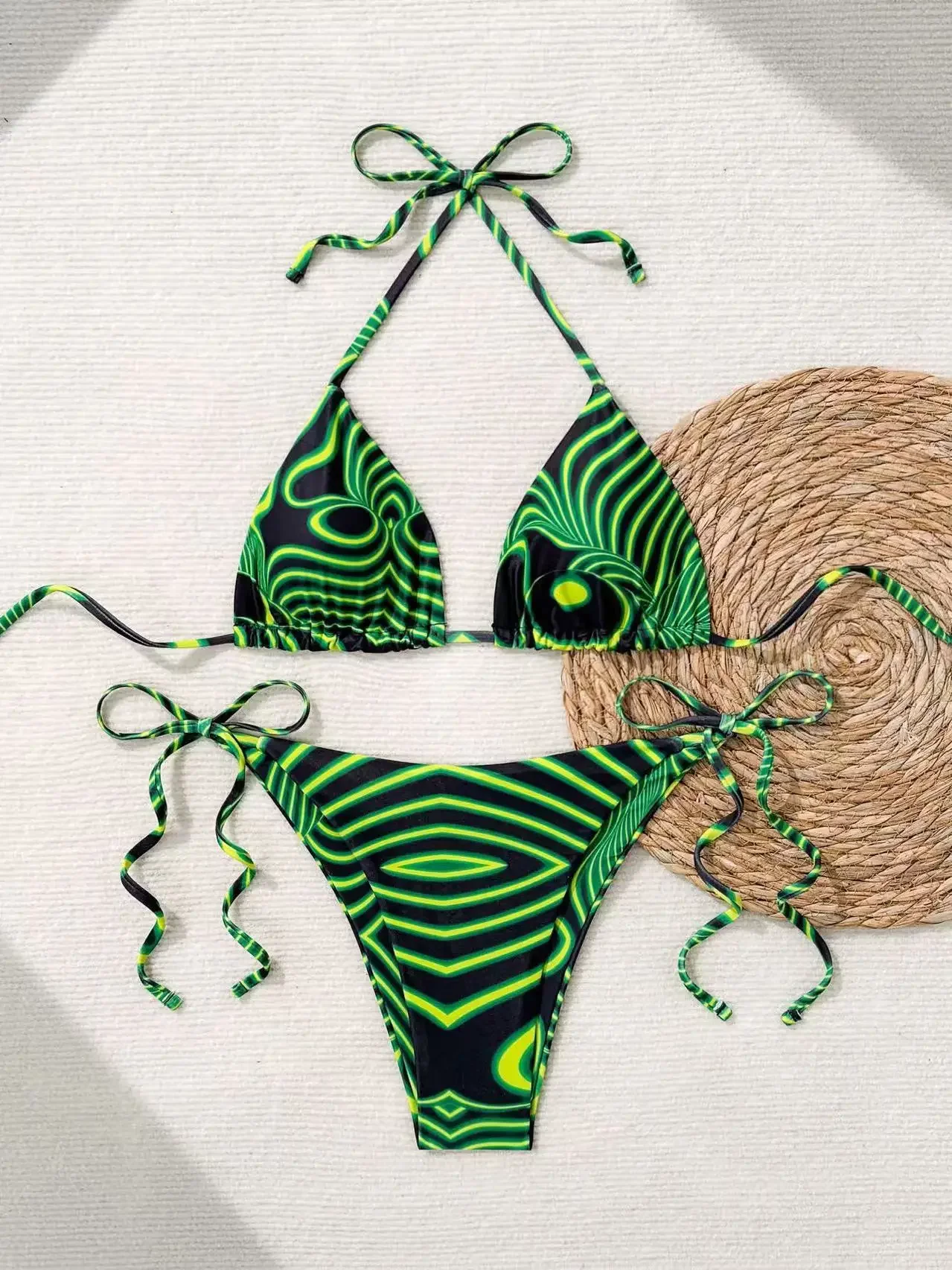 Print Bikini Set Sexy Swimsuit Bandage Swimwear Women's Two Piece Suit 2025 Bathsuits Summer Beachwear New Biquini Bathing Suits