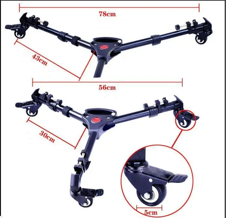 Universal Video Folding Wheels Heavy Duty Slider Tripod Dolly for Camera Stand Y