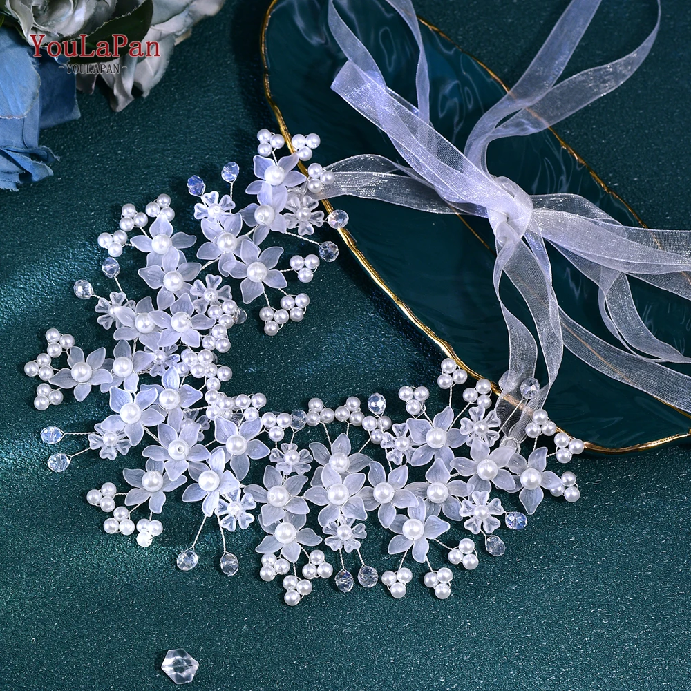 TOPQUEEN Fashion Flower Hairband Wedding Bridal Pearl Hair Accessories Banquet Party Headbands Handmade Exquisite Headwear HP734