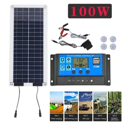 Polycrystalline 100W Solar Panel with Controller 18V Solars Charging Plate Outdoor Camping Power Station Powerful Solar Panels