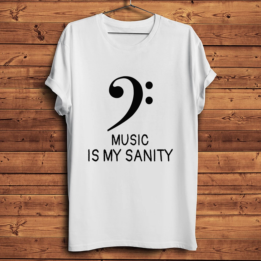 Musical Note Bass Clef,Funny Music Score T-shirt,Homme Men White Casual Short Sleeve TShirt,Unisex Tee Streetwear Breathable