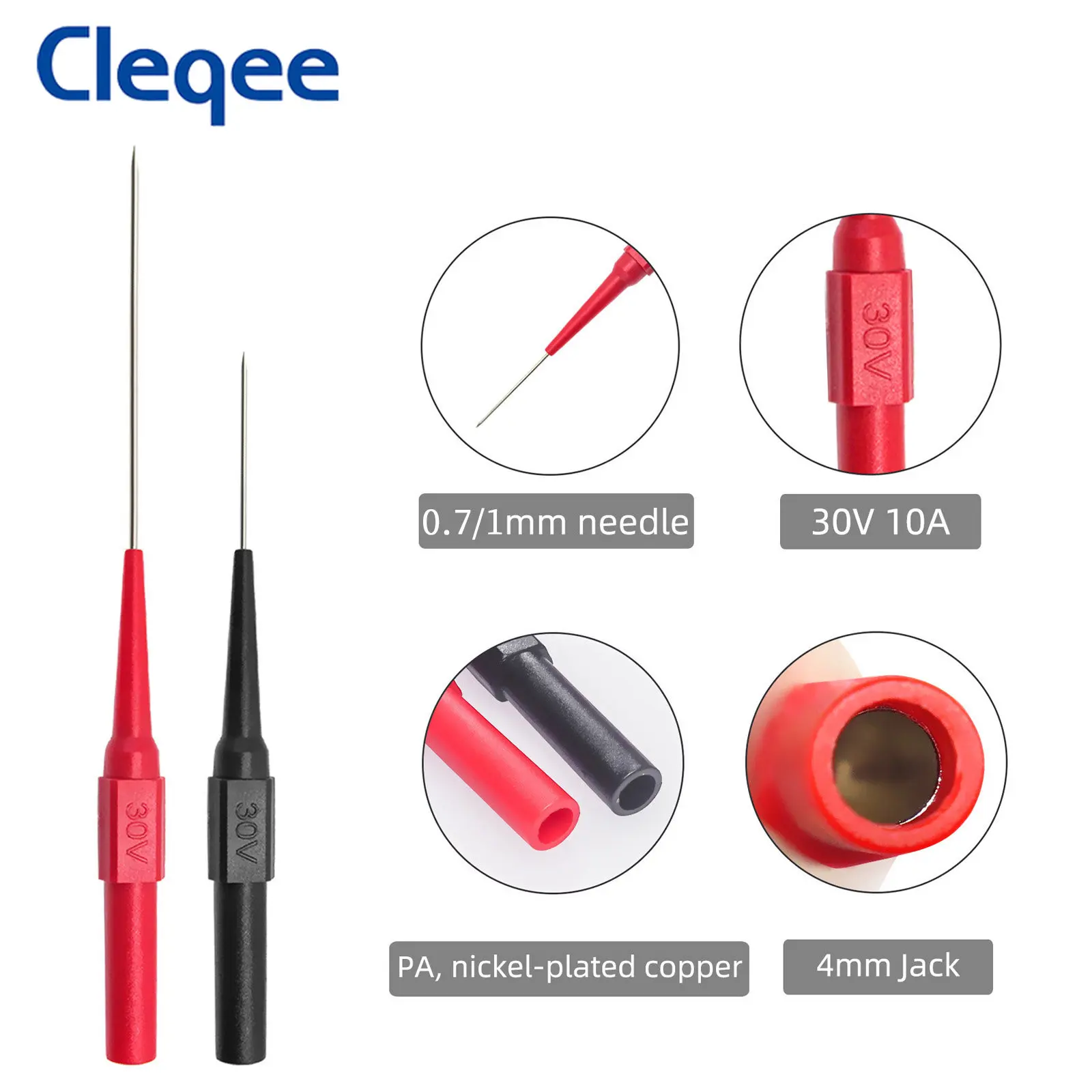 Imagem -04 - Cleqee P1920 Série Kit de Sondas Traseiras Automotivas Plugue Banana para Clipe de Jacaré Kit de Chumbo de Teste de Multímetro com Pontas de Agulha de Punção