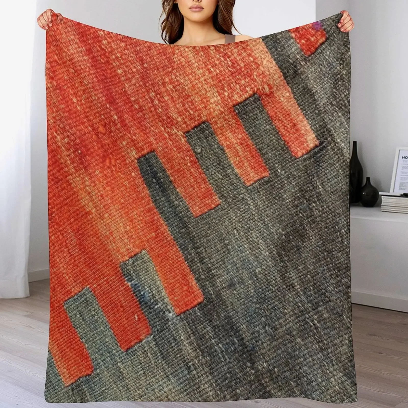 Vintage Decorative Kilim, Navaho Weave, Woven Aztec Textile Throw Blanket All Weather Soft Throw Blanket for Sofa