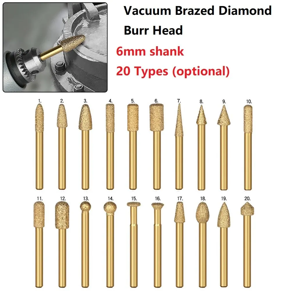 

20PCS Cylindrical Metal Grinding Wheel Electric Drill BitsStone Engraving Drill BitsVacuum Brazed Diamond Grinding Rotary Drill