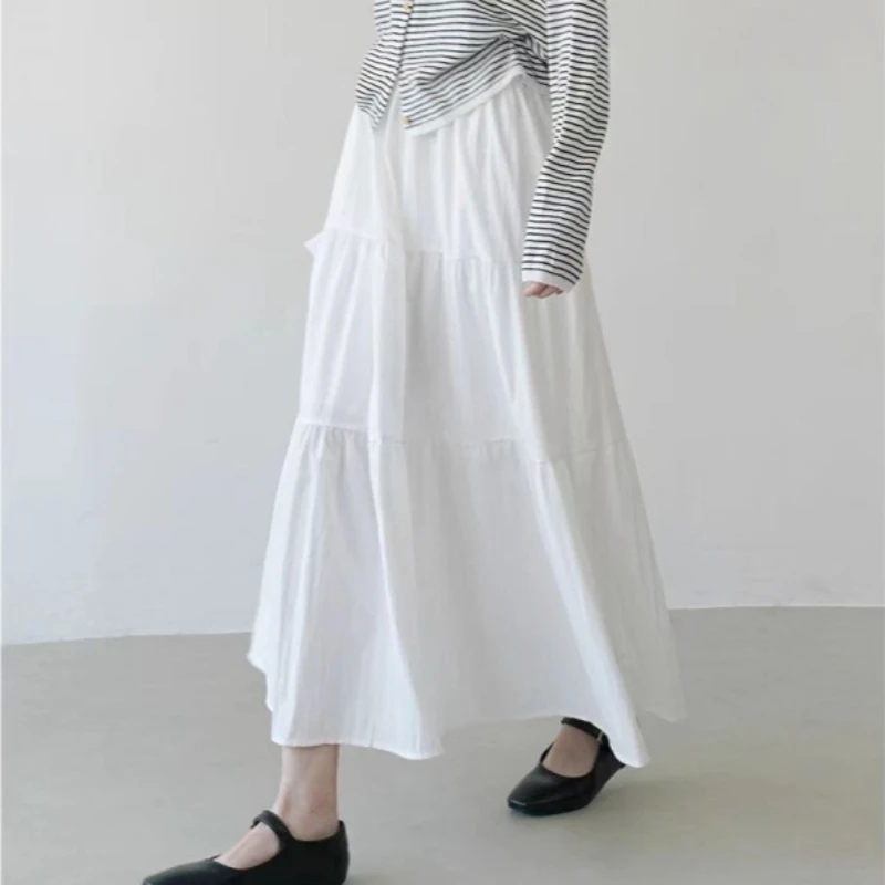 

Skirts Women Mid Length Skirt A Line Elastic Waist Slim Fit Solid Casual Elegant Splice Regular Y2k Streetwear Work 2026 Spring