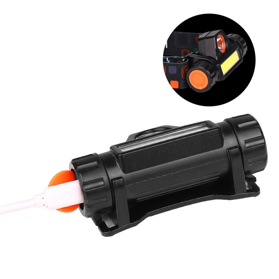 Portable mini Powerful LED Headlamp XPE+COB USB Rechargeable Headlight Built-in Battery Waterproof Head Torch Head Lamp