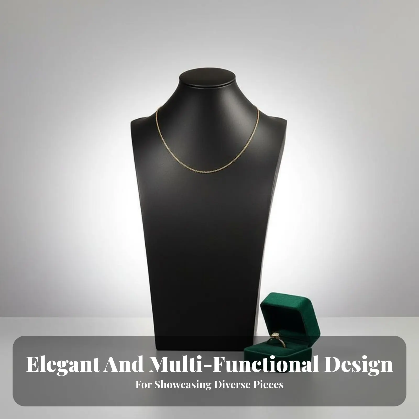 Black Leatherette Necklace Display Elegant Design Necklace Display Bust Locket Holder Bust Long-Lasting Jewelry Mannequin Stand
