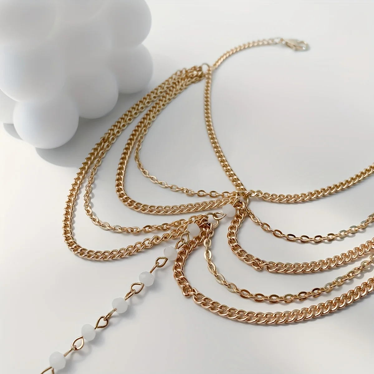 Tobillera Vintage Boho de Varias Capas para Dedos de los Pies, Cadena de Hierro con Cuentas de Vidrio, Versátil para Uso Diario, Playa, Fiesta, Regalo para Mujer