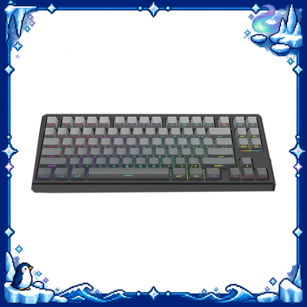 GANSS GS3075T PRO Mechanical Keyboard 75% Tri Mode Wireless Bluetooth 2.4G USB Hot Swappable RGB Keyboard with Knob for PC