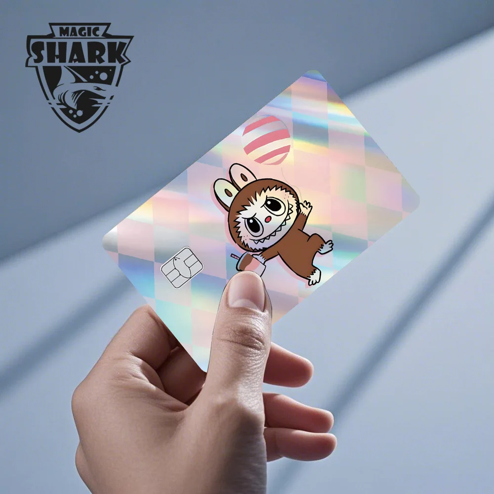 Magic Shark Ninja Metal Poker King Queen Shinny Laser Holographic Skin Cover Sticker for Credit Debit Card view 3