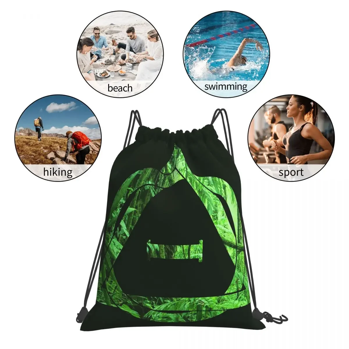 Forest Therian Backpacks Fashion Portable Drawstring Bags Drawstring Bundle Pocket Sports Bag BookBag For Travel Students