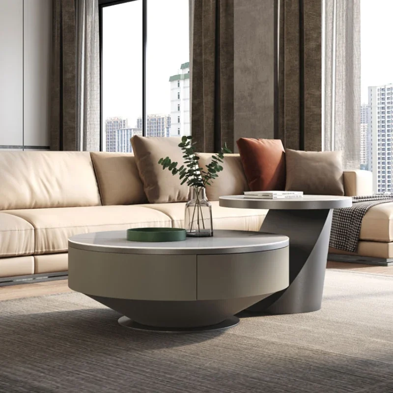 

Modern Minimalist Living Room Designer Advanced Sense Stone Plate Drawer Tea Table