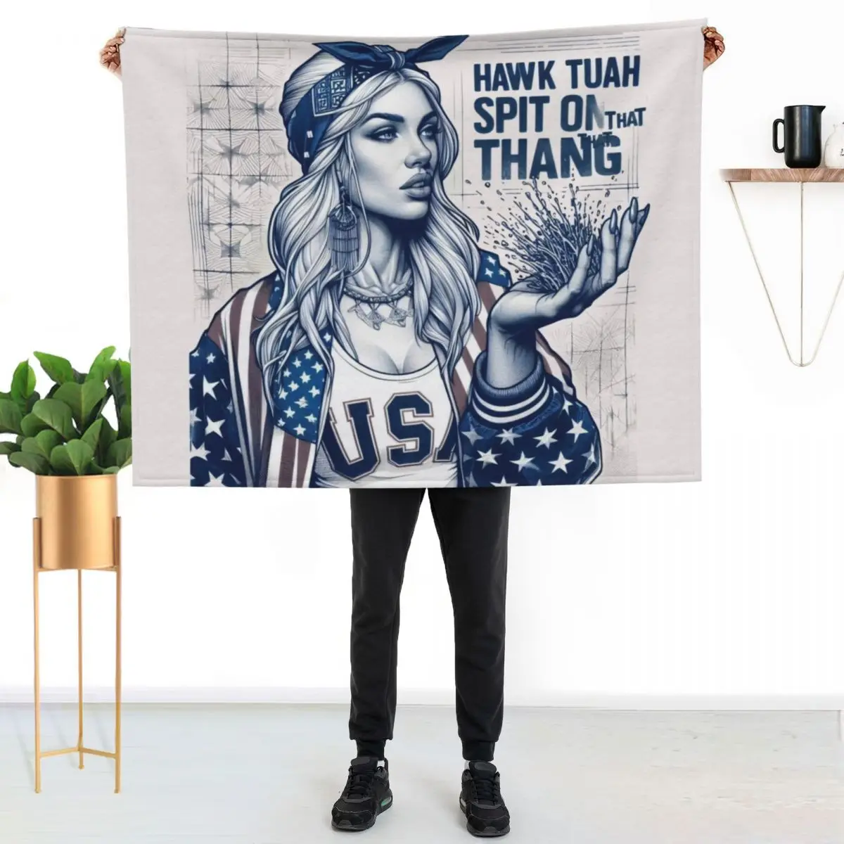 Spit on That Thang: Hawk Tuah Edition Throw Blanket Moving Tourist Blankets For Baby Sofa Cute Blankets
