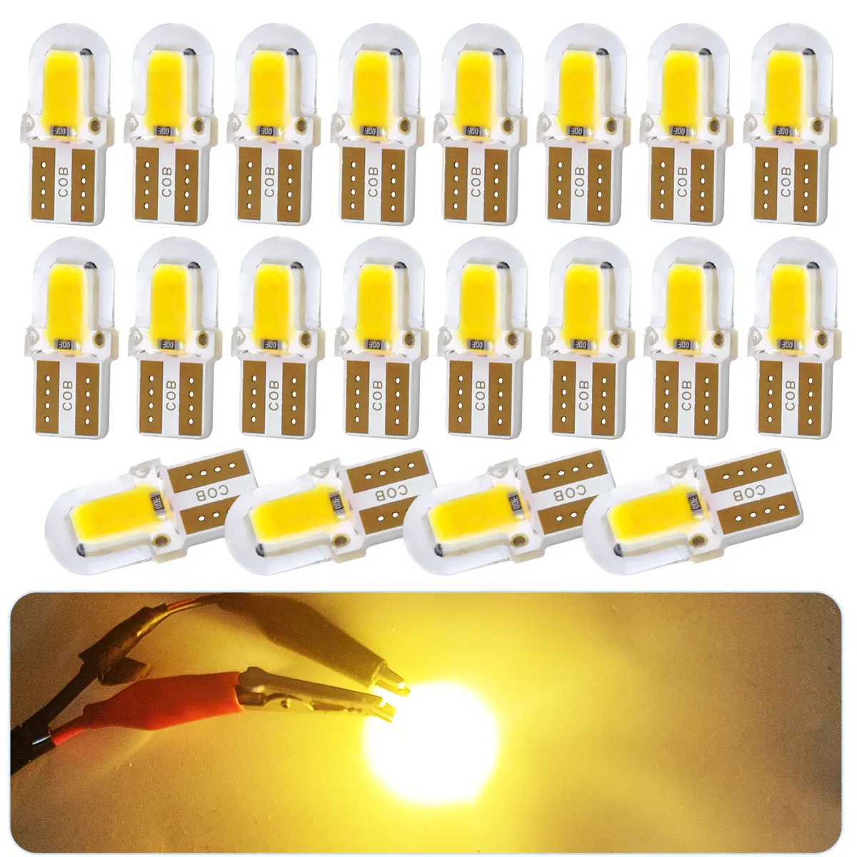 2/10/20 Stück ultrahelle 360-Grad-Beleuchtung T10 W5W 168 COB-LED-Signale für Auto-Seitensignal-Blinker, Brems-Leselampen