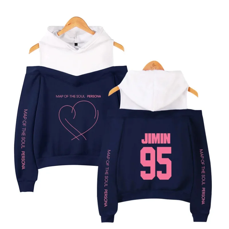 Map of the soul persona Sweatshirts JIMIN RM JUNG KOOK Women hip hop casual off shoulder Hoodies Fans Present For Youth Girls