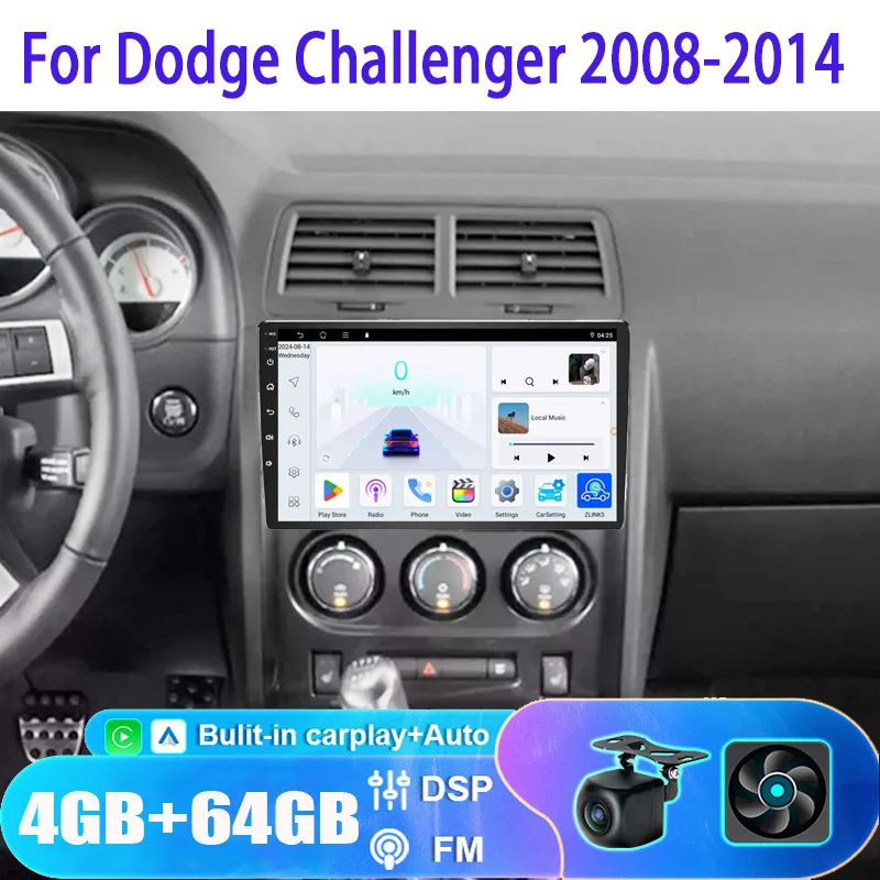 10”For Dodge Challenger 2008-2014 Car Multimedia wireless Carplay Android Auto GPS stereo Radio Video Palyer Head Unit