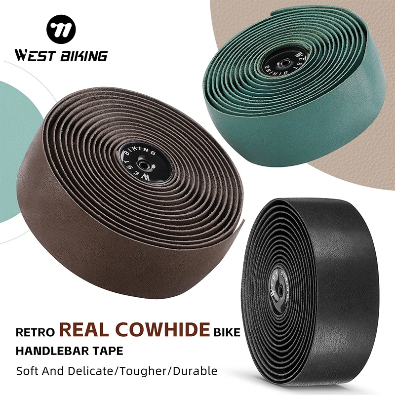 WEST BIKING Real Cowhide Bicycle Handlebar Tape Durable Anti-slip Professional Soft MTB Road Bike Bar Tapes Bike Accessories