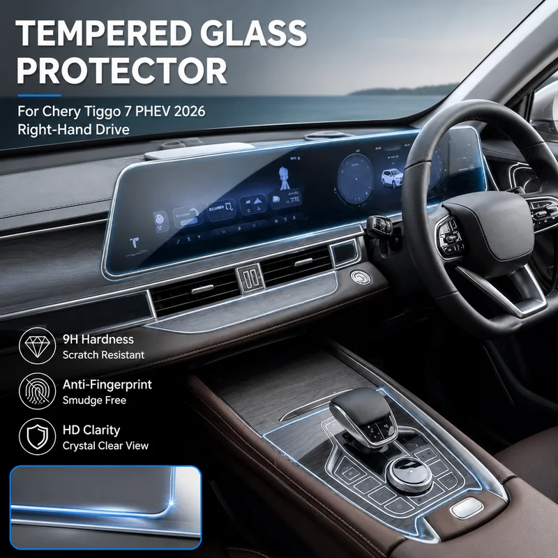 For Chery Tiggo 7 PHEV 2026 Right-Hand Drive Navigation Screen Tempered Glass Protector Interior Center Console Film