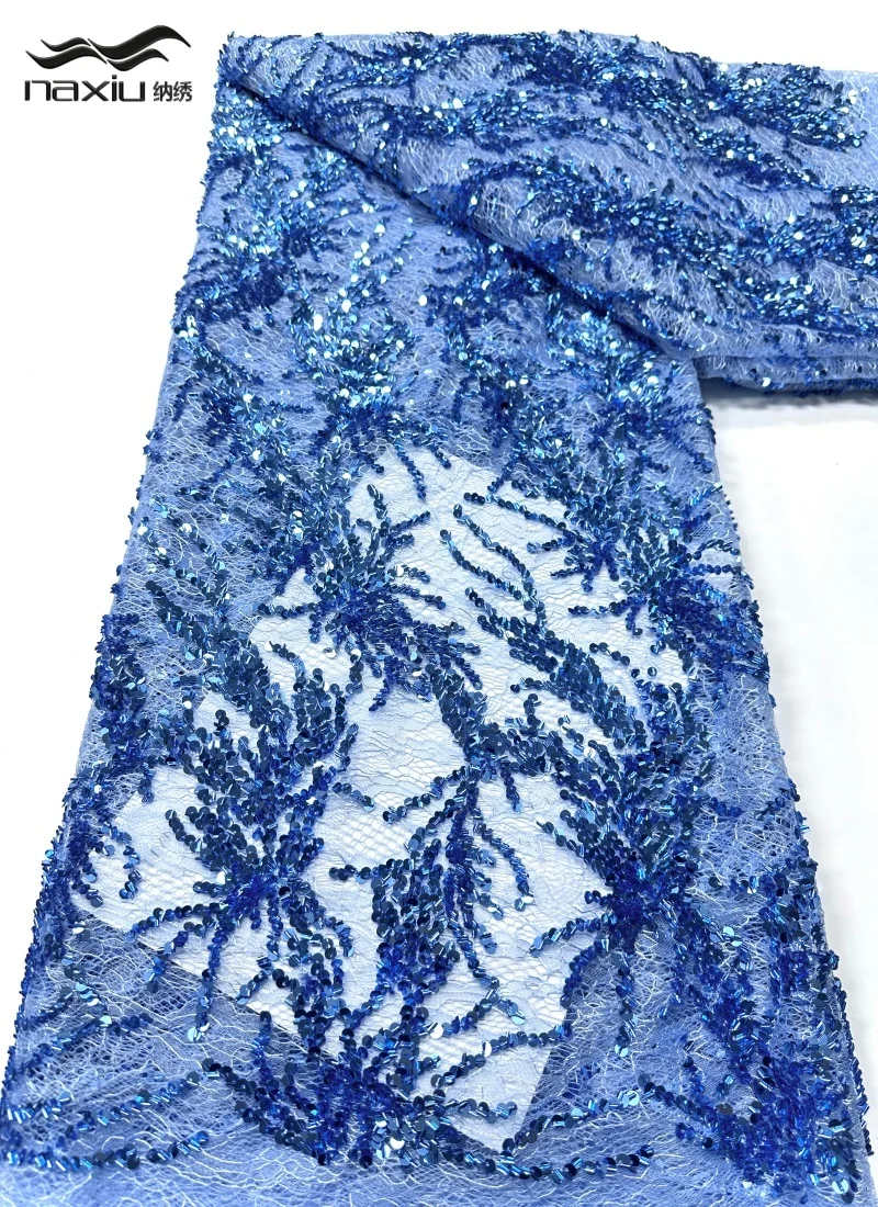 

Ткань Madison Sky Blue 2026: Роскошное кружево с вышивкой и пайетками, высококачественное африканское, нигерийское, французское кружево для свадебных платьев
