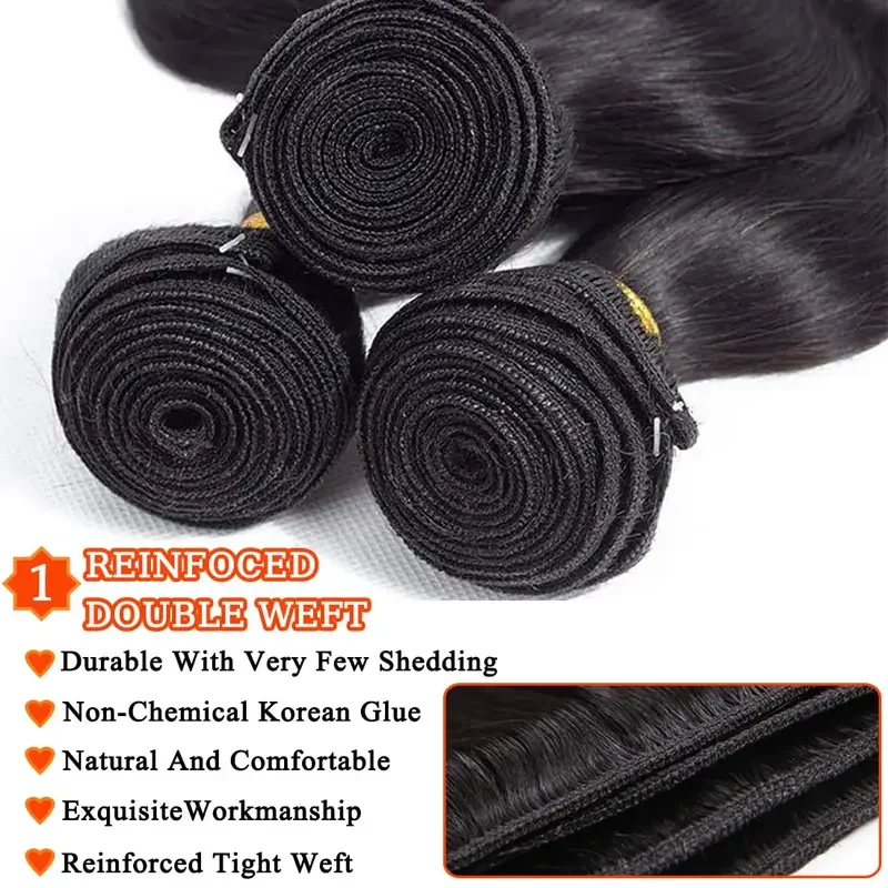 Human Hair Bundles Body Wave 26 28 30 Inch 100% 12A Brazilian Virgin Hair Weave 1 3 4 Bundles Real Human Hair Natural Black