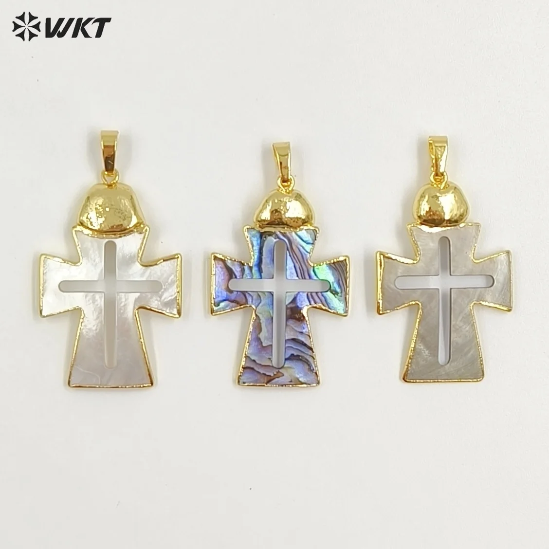 

WT-JP422 High Quality Niche-design Natural Shell Cross Shape Pendant With 18k Real Gold Plated For Women Dressing ACC