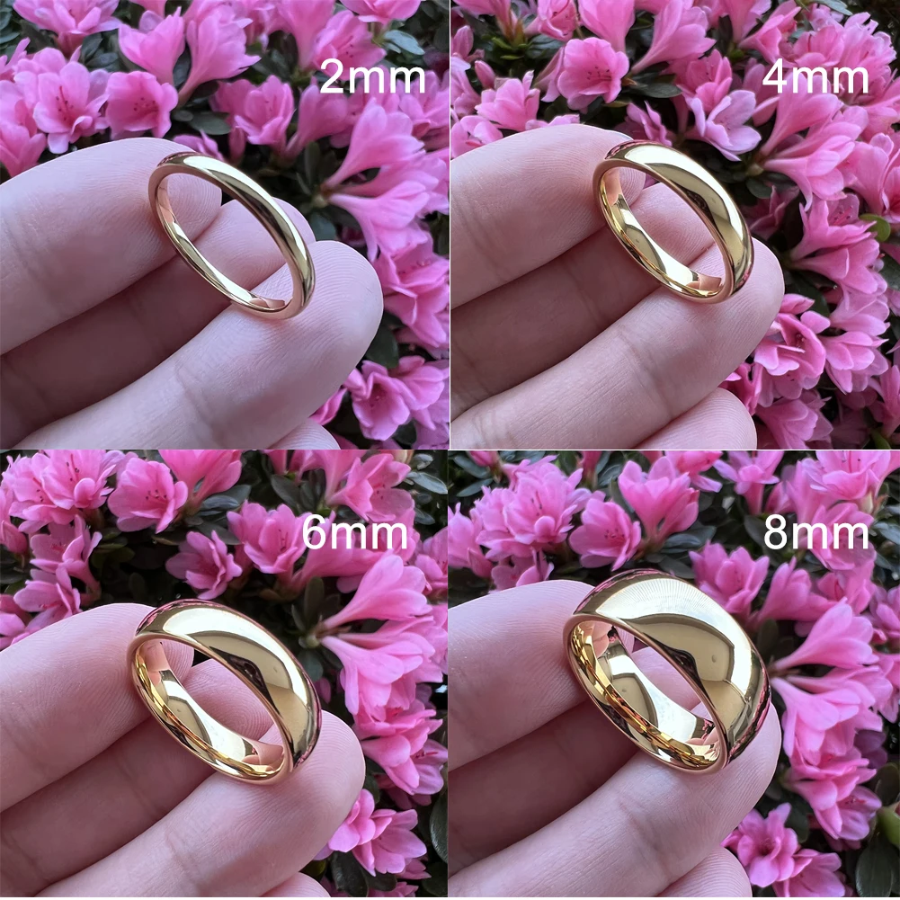 ITungsten 2mm 4mm 6mm 8mm 10mm Gold Plated Tungsten Ring for Men Women Couple Engagement Wedding Band Trendy Jewelry Comfort Fit