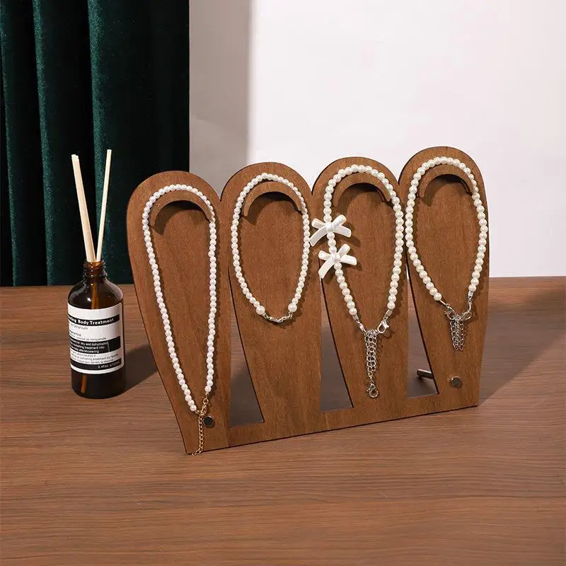 Non-slip Wood Bangle Display Tray Bracelet Organizer Multi-slot Jewelry Storage Stand for Necklace Ring Bedroom Vanity Use - view 4