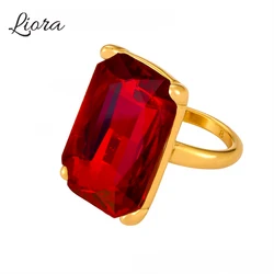 Liora Stainless Steel Women Rings Colorful Square Cubic Zircon Eye Wedding Round Open Rings For Women Engagement Jewelry Gifts