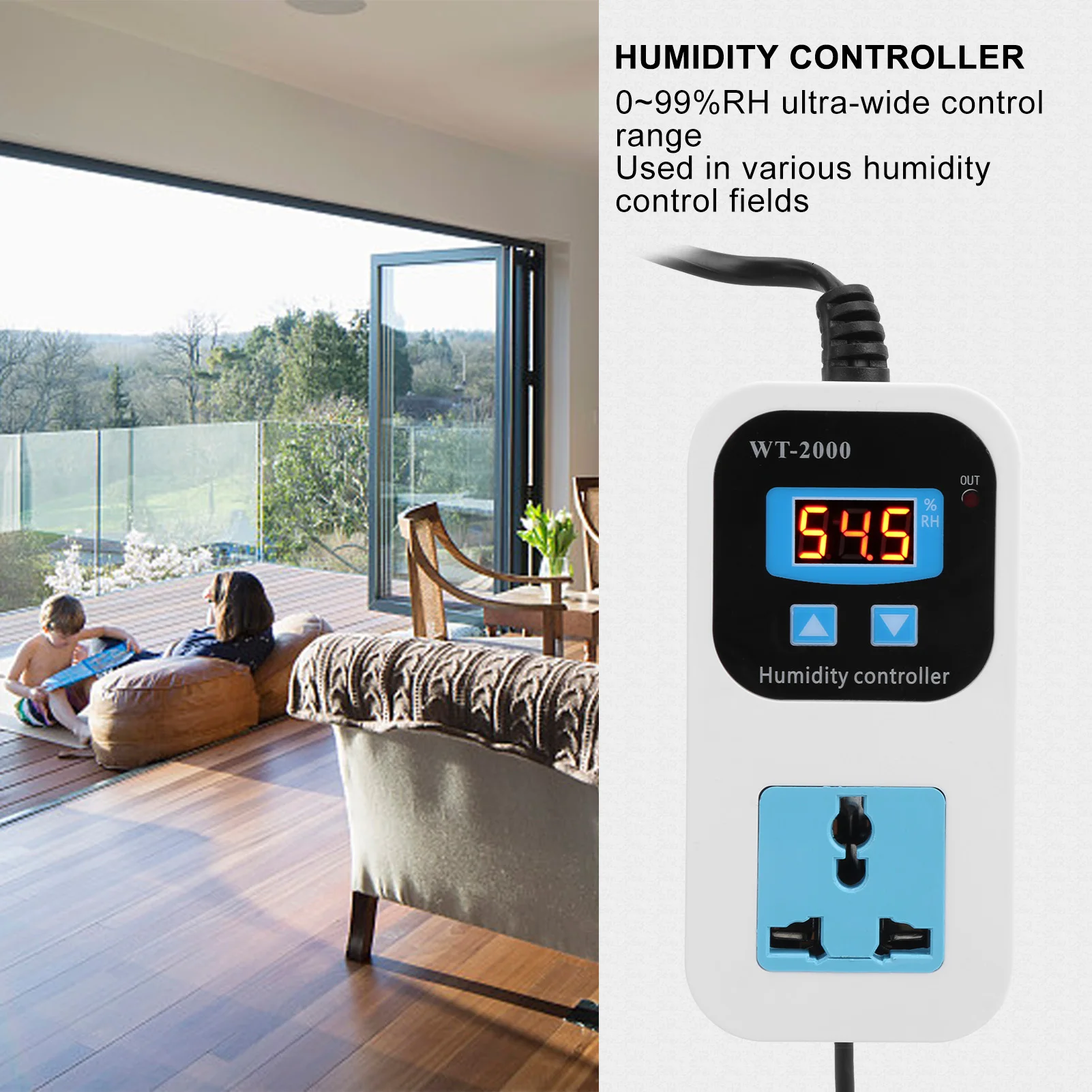 Digital Humidity Controller Humidify Dehumidification  Socket 0%~99%RH WT2000 Humidity Controller Humidity  Socket