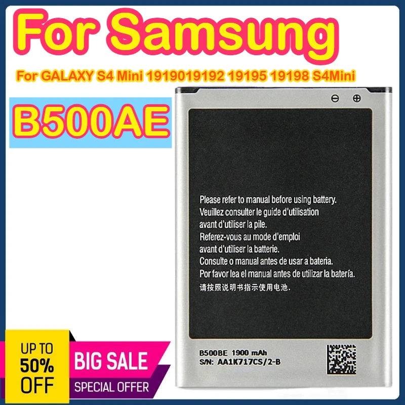 

B500AE 1900 мАч 3,8 В подходит для Samsung Galaxy S4 mini I9190 I9192 J110 i9195 B500AE аккумулятор для телефона B500AE