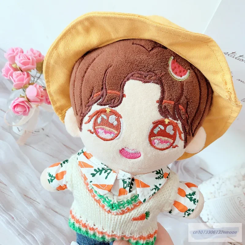 20cm Plush Doll's Clothes Carrot sweater Fisherman hat jeans pants Outfit for Korea Kpop EXO Idol Dolls Clothing Fans Gift