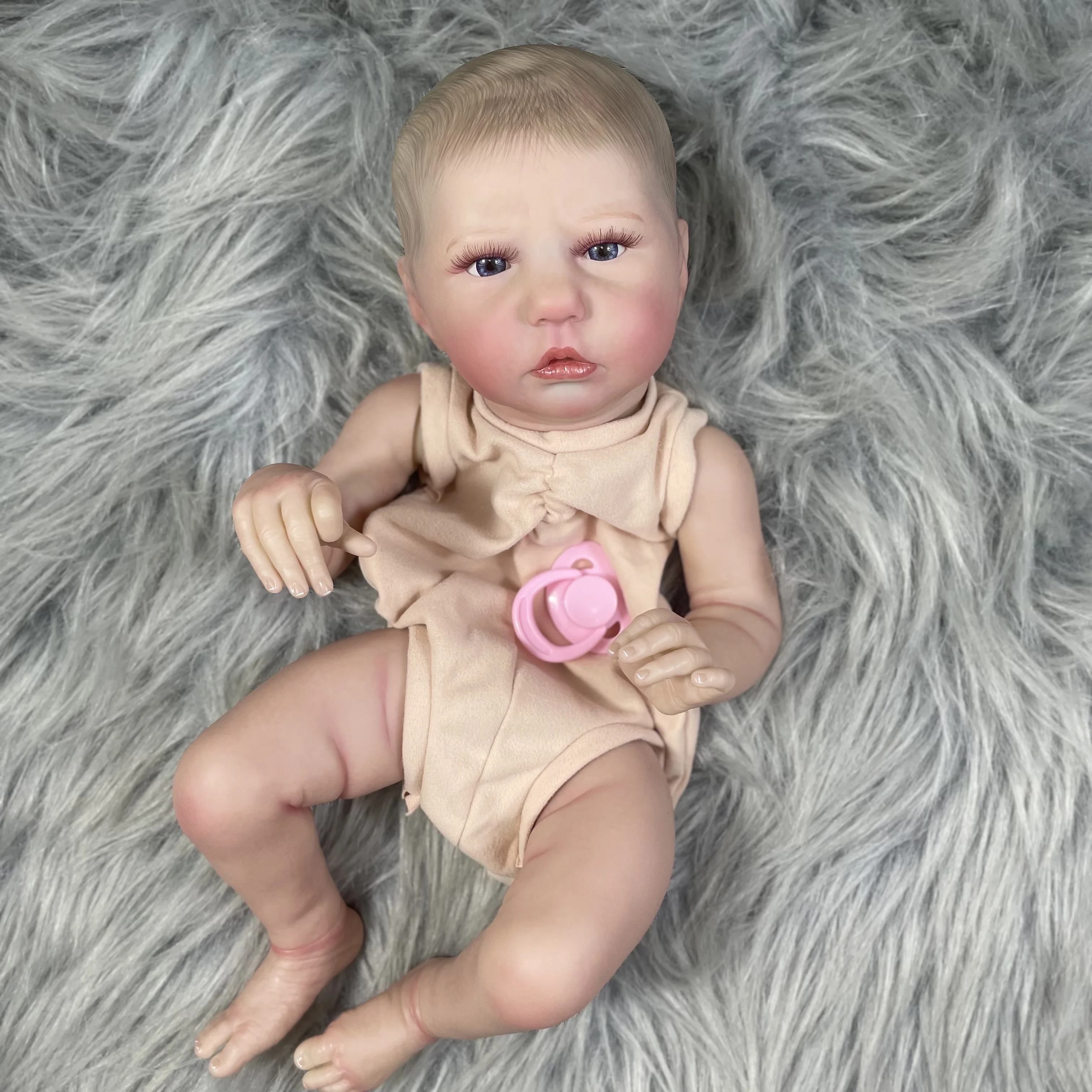 MRB 19 inch Already Painted Reborn Doll Kits Ellie-Sue With Blue Eyes and Eyelashes Vinyl Reborn Unassembled DIY Doll Kit Mold