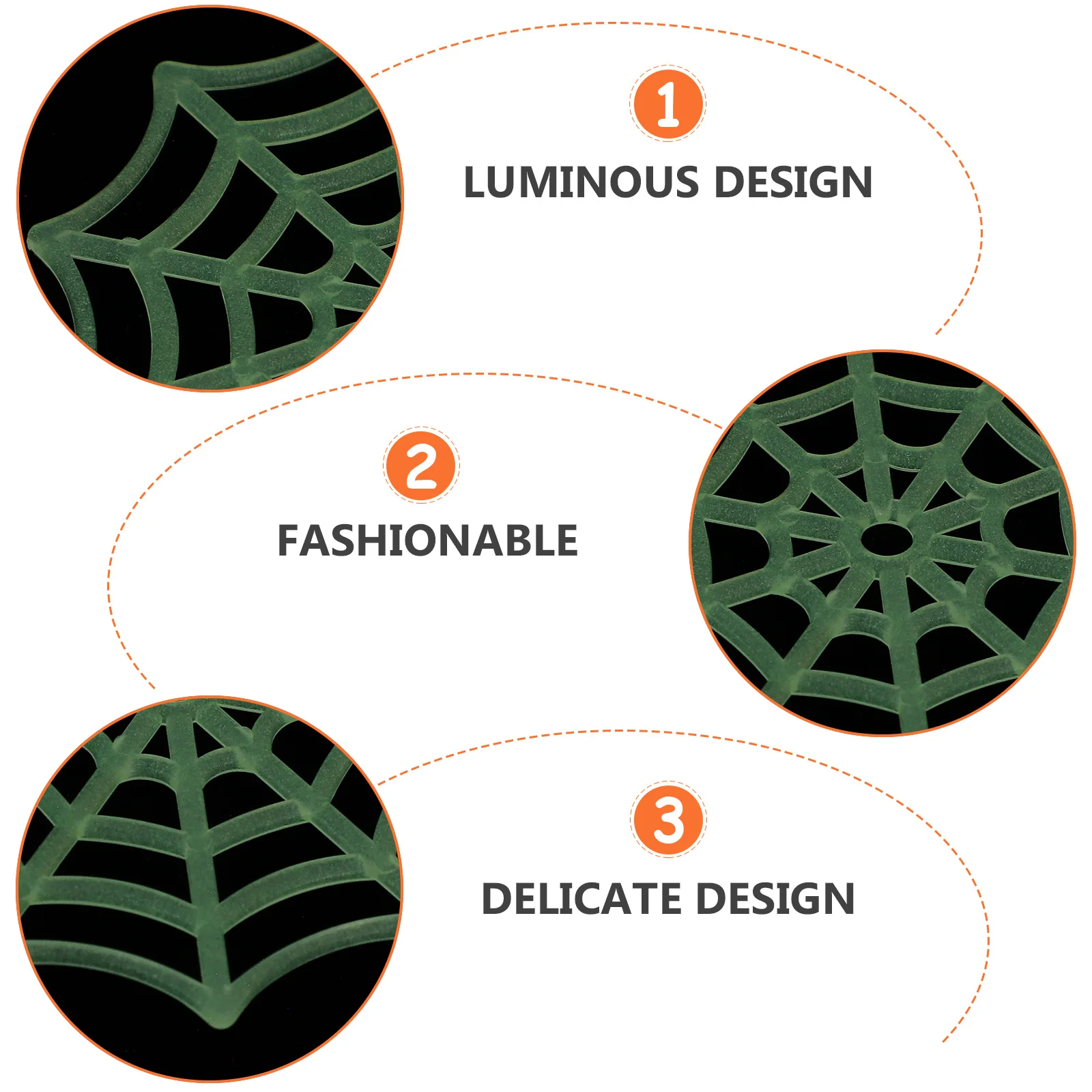 

50pcs Luminous Spider Web Night Glow Plastic Spiderweb Decor For Halloween Party Outdoor Indoor Festive Supplies Black Spider