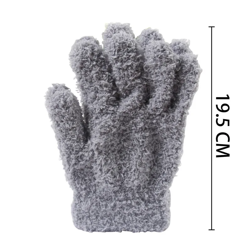 Women\'s Men Fleece Thicken Work Gloves Winter Keep Warm Plush Furry Full Finger Mittens Soft Elastic Casual Solid Cycling Gloves