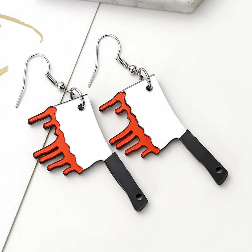 Cleaver Earrings Halloween Themed Fashion Accessory Unique Dangle Jewelry Pendant Acrylic Festival Party