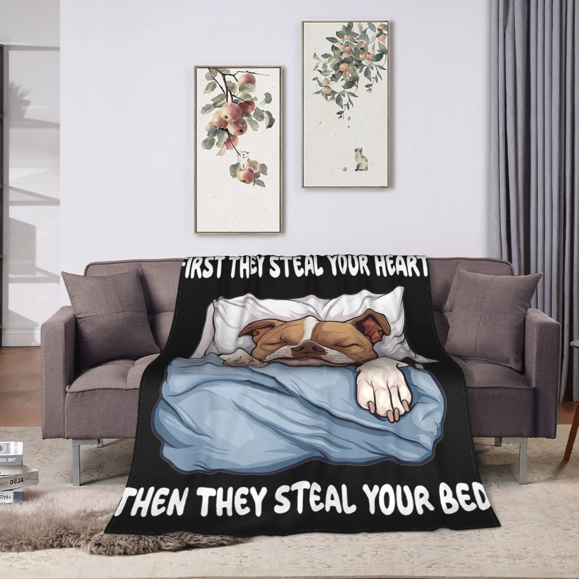 Comfortable Blanket Picnic American Staffordshire Terrier Sleeping Pajamas Nightgown Throw Blanket Funny  Bedspread For Bedroom