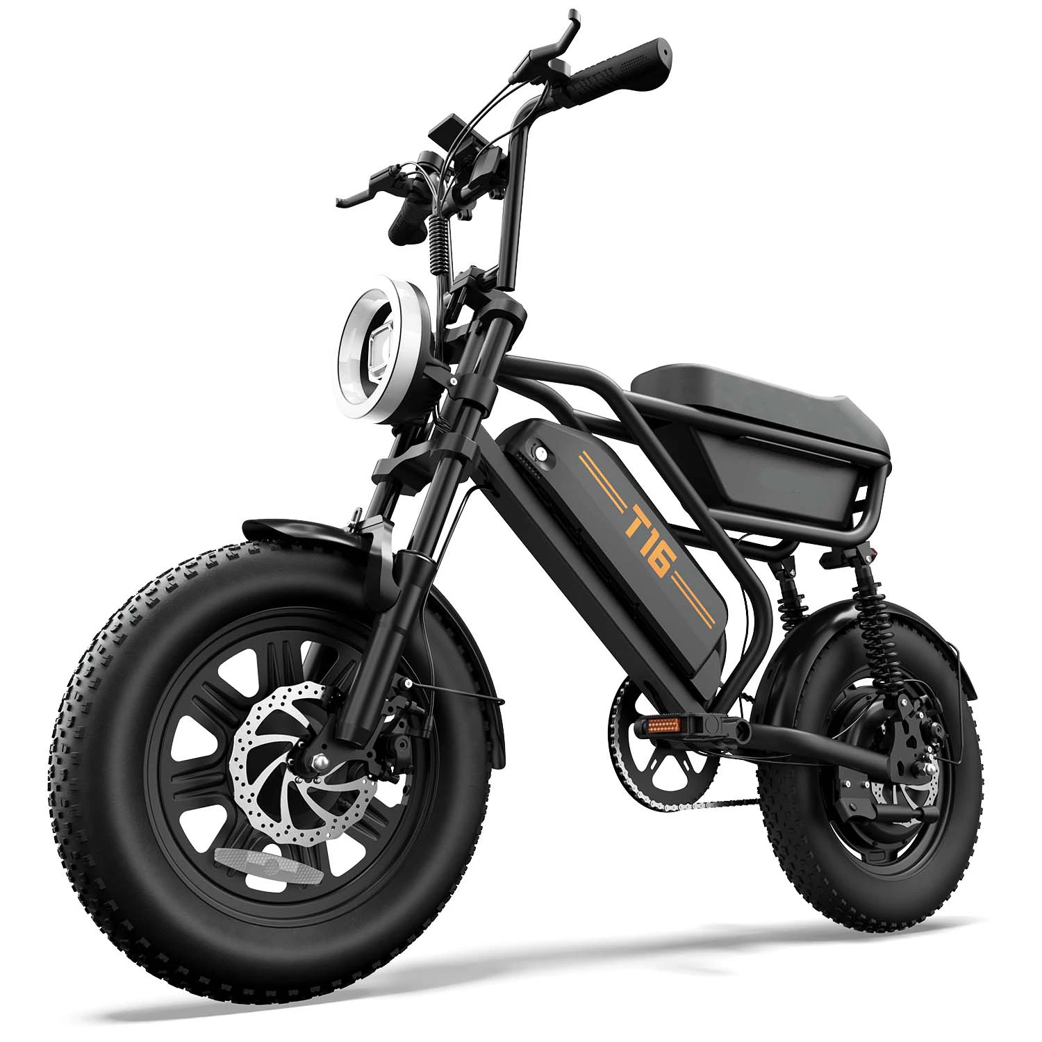 URLIFE T16 elektrische mountainbike voor volwassenen, 48V 13Ah uitneembare batterij, 16×3,0 inch dikke banden, 60-80 km bereik
