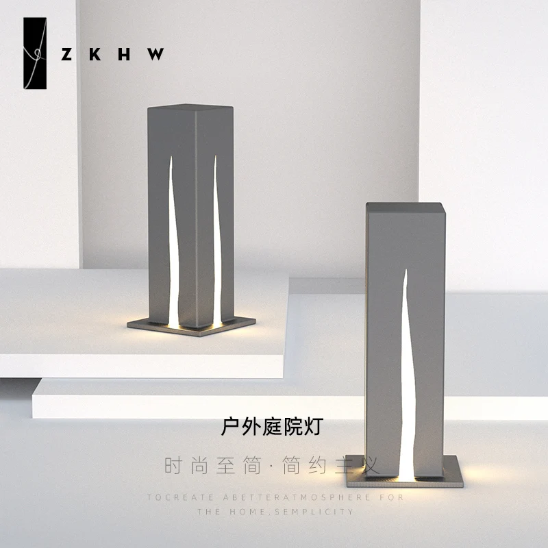 Moderne einfache Rasenlampe, Graslandschaft im Freien